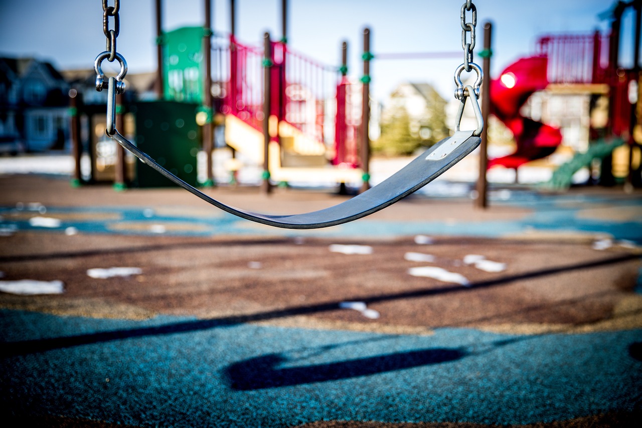 swing, playground, children playing